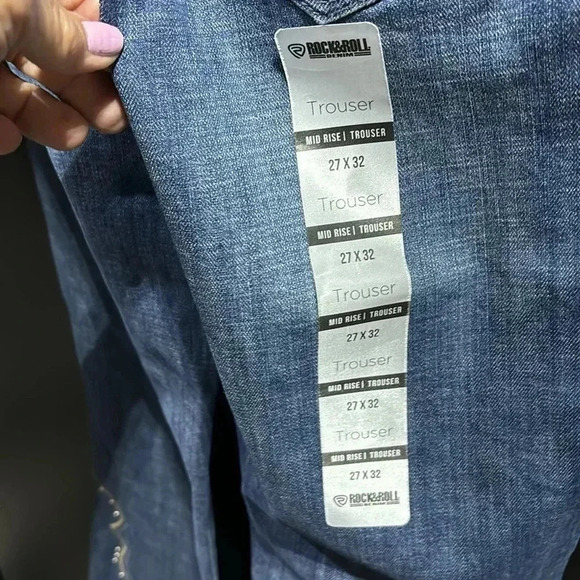 Rock&Roll Midrise denim/trouser,embroidered/studded,flare bell bottom jeans - Picture 7 of 13